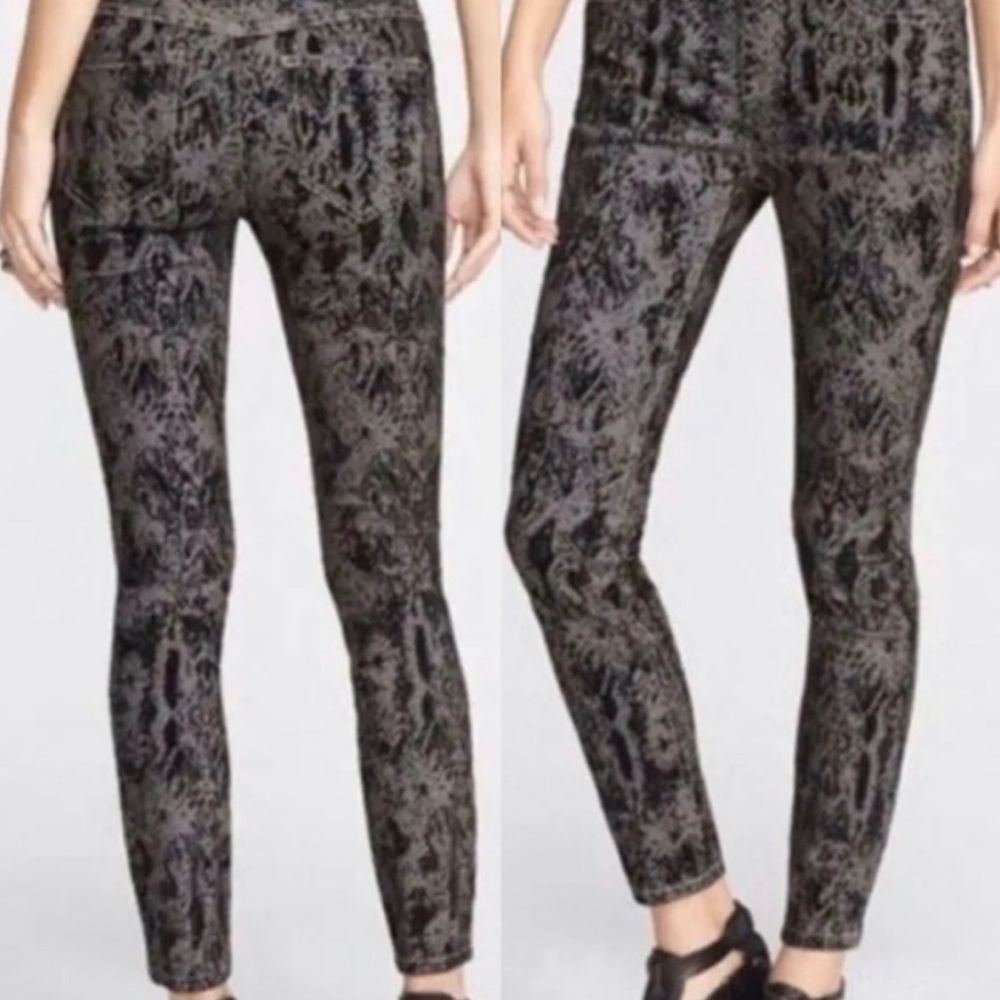 Free People Embossed Velvet Snakeskin Skinny Jeans
